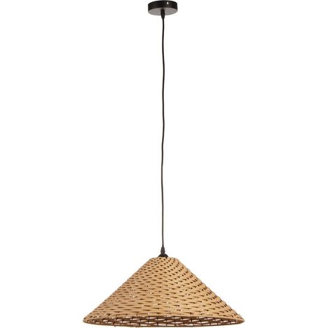 Lampadario "Gabon" marrone in metallo e rattan -50x20