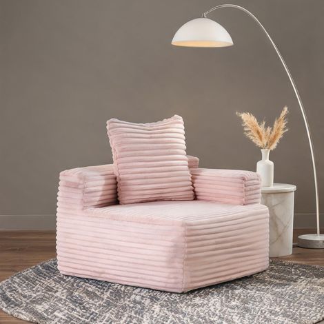 Chaiselongue en velours côtelé rose pour salon bureau ou (1/5)