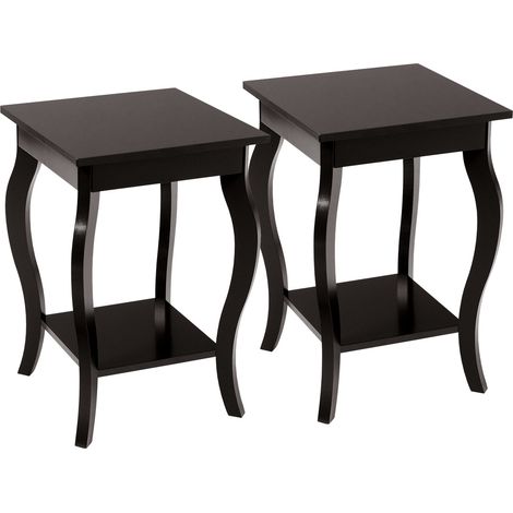 Set di 2 tavolini quadrati 40 x 40 x 60 cm design moderno 2 livelli pratico contenitore legno marrone 200012495