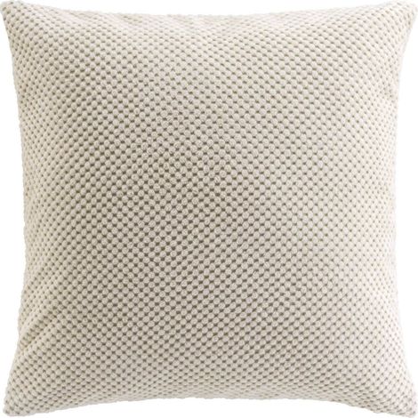 Coussin déhoussable 45 x 45 cm velours relief JAVA Naturel (1/3)