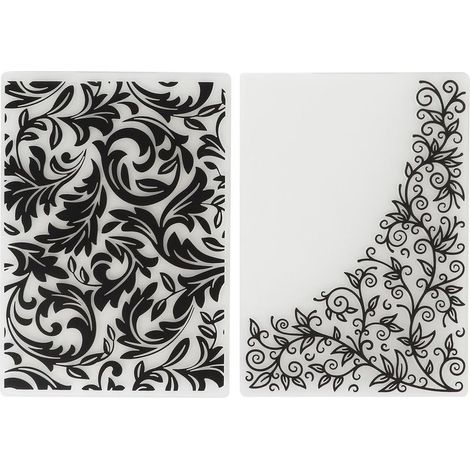 Lot de 2 pochettes à gaufrer en plastique, motifs fleurs et feuilles, plastique résistant, utilisation facile, large gamme d'applications. (1/5)