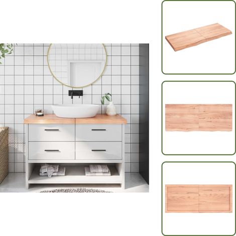 The Living Store Waschtischplatte Hellbraun 120x50x(2-6) cm Massivholz Behandelt - Holz Tischplatte (1/5)