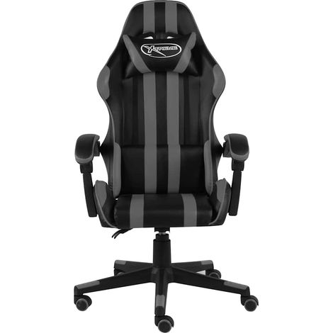 vidaXL Silla gaming de cuero sintético negro y gris (1/2)