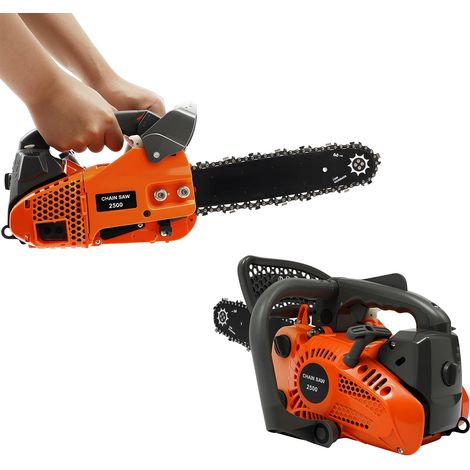 Tronçonneuse à essence 900 W, 25,4 cm³, poignée supérieure, moteur 2 temps, outils de travail du bois avec guide-chaîne (1/5)