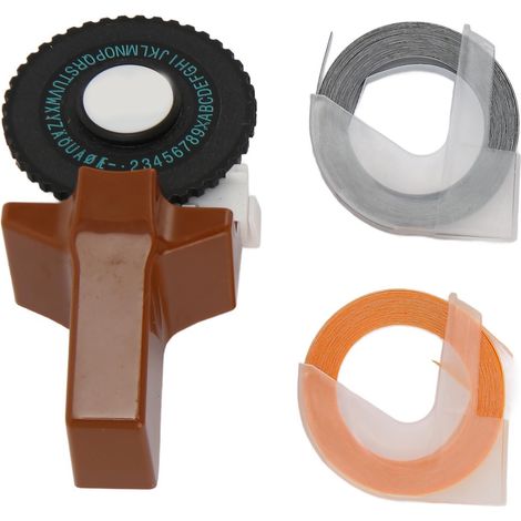 Étiqueteuse portative polyvalente pour gaufrage, avec 2 rouleaux de ruban adhésif marron, idéale pour domicile et bureau. (1/5)
