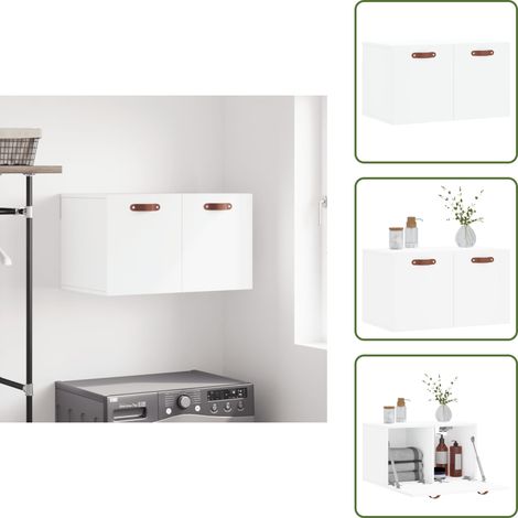 The Living Store Mobile a Parete Bianco 60x36,5x35 cm in Legno Multistrato - Mobile a parete
