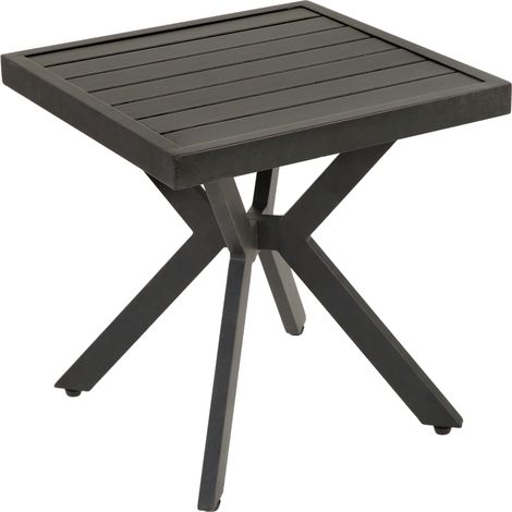 Table d'appoint carrée en aluminium pour l'extérieur, idéale pour la terrasse, le jardin, la piscine ou l'intérieur. Facile d'entretien et résistante aux intempéries. Couleur : marron foncé. (1/4)