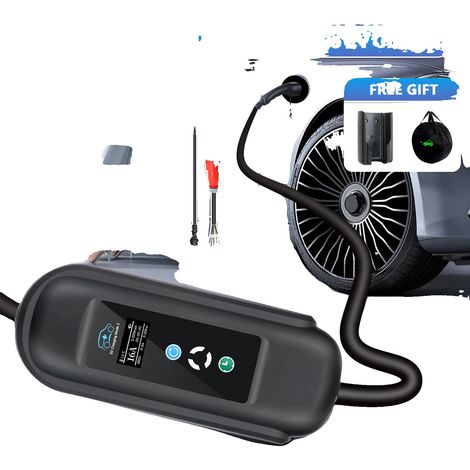 Tragbares EV-Ladegerät, 11KW Leistungsabgabe, Typ 2 IEC 62169-2 Kompatibilität, einstellbarer Strom 6/8/10/13/16A, 10M Kabellänge, IP 54 Bewertung (1/5)