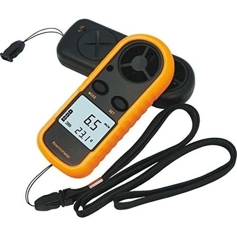 Medidor de Viento Digital LCD CFM/CMM Termo anemómetro termómetro infrarrojo para medidor de Velocidad del Viento, Temperatura NTC (1/5)