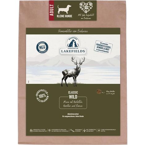 Menu de viande sèche sauvage Pour chiens adultes et petits chiens 1000 g Nourriture complète sans céréales Cerf et chevreuil (1/5)