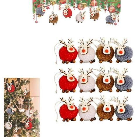 Felt Christmas Spirit, Tree Decor, Hanging Reindeer Ornaments, Mini Felt Deer - 12 Pieces (1/5)