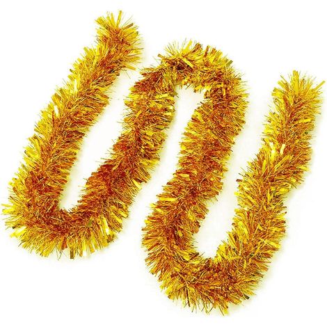 3er Set Lametta Girlande Gold 2M - Glitzernde Weihnachtsdekoration