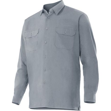 Camisa industrial manga larga con bolsillos de parche VELILLA Serie 520 S Gris (1/4)