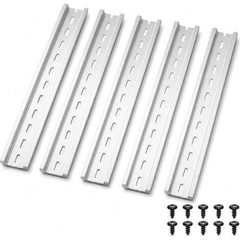 Rail DIN 35mm en Aluminium 300mm, Rail Oméga avec Vis M4, Support de Montage pour Tableau Électrique, Armoire de Distribution, Coffret, Relais Bornes Contacteurs, Installation Électrique (1/3)