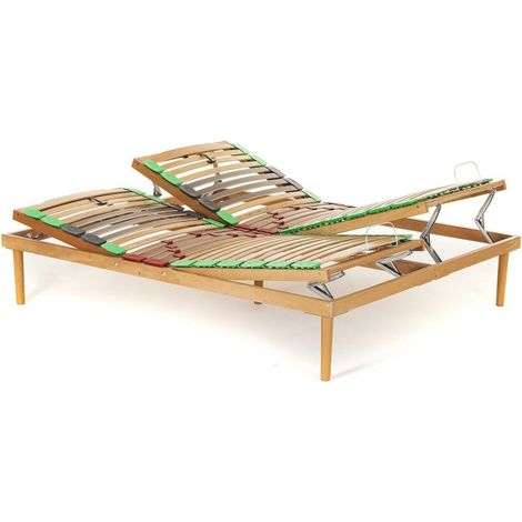 Materassimemory.eu Rete Singola in legno di faggio Alzata Manuale Testa Piedi mis. 90x190 doghe ammortizzate e basculanti