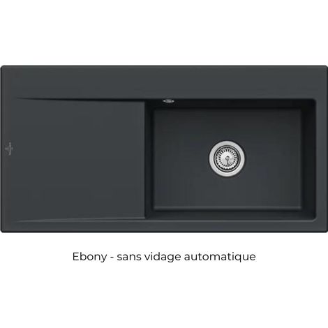 Evier a encastrer 1 bac VILLEROY ET BOCH Subway Style 60 egouttoir à droite vidage manuel Ebony CeramicPlus (1/4)