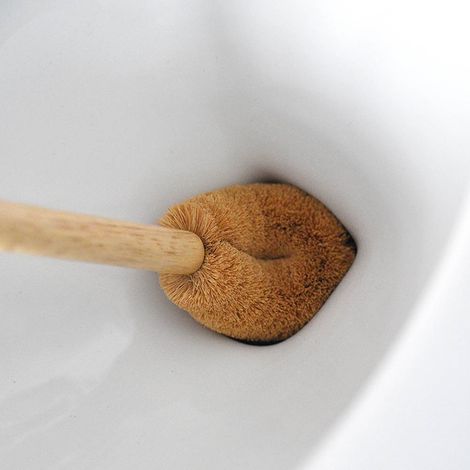 Brosse de toilette en bois de noix de coco naturelle, brosse de nettoyage pour toilettes, brosse de salle de bain (1/4)