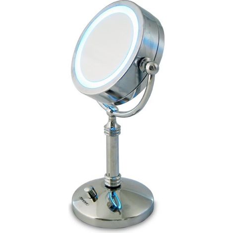 Specchio trucco luminoso a led in acciaio variabile girevole beper (1/2)