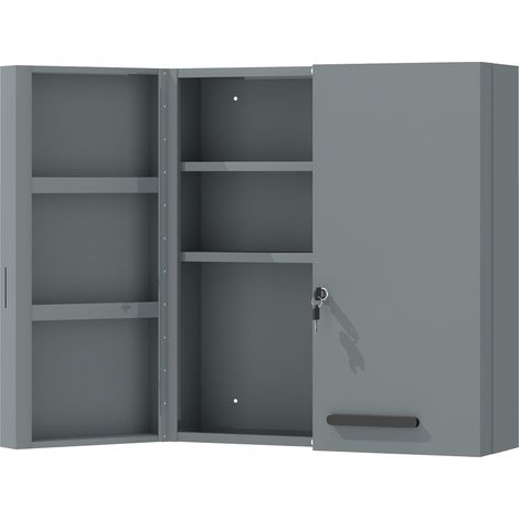 Abschließbarer Medizinschrank, 6 Ablagen, anthrazitgrauer Stahl