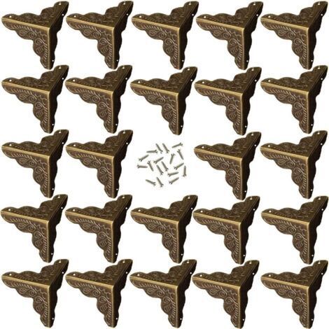 24 Stück Antik-Bronze-Ecke, dekorative Möbel im Legierungsstil, inklusive 96 Nägeln (Bronze) (1/5)