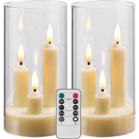 Vlamloze Kaars - LED Met Flikkerend Vlameffect - Werkt Op Batterijen - Met Afstandsbediening En Timer - Voor Bruiloften En Woondecoratie - 2 Stuk (1/5)