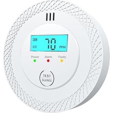(1 Pack)Détecteur de Monoxyde de Carbone Blanc , Détection Précise 30-300ppm, Alarme 85dB pour Maison, Appartement et Garage (1/5)