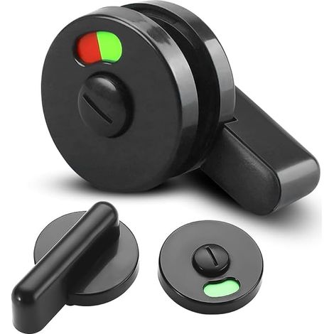 Verrou de porte de WC - Poignée de porte rotative - Poignée de porte intérieure - Serrure à loquet rotatif pour salle de bain, portes de toilettes, hôpitaux et immeubles de bureaux - Noir (1/5)
