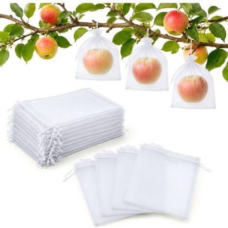 Sachets de protection pour fruits (50 pièces chacun), sachet en organza, 15 x 20 cm (blanc) (1/5)