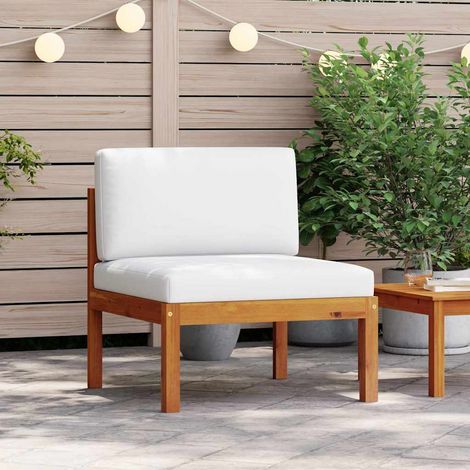 vidaXL Canapé de jardin central avec coussins en bois d'acacia et corde (1/5)