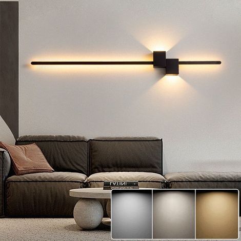 Applique murale LED 60 cm, lampe de chevet créative, éclairage décoratif d'intérieur, 3 températures de couleur réglables, noir