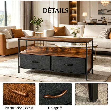 Meuble TV bas avec tiroirs pliants, centre de divertissement à étagère ouverte, table de télévision élégante, buffet polyvalent (meuble TV uniquement) (1/5)