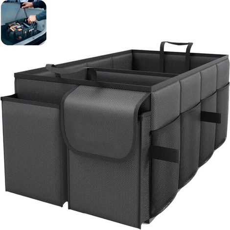 Borsa portaoggetti per auto - scatola portaoggetti - pieghevole - contenitore - adatta per riporre attrezzi, ricambi auto e oggetti per la casa - nera - 563328 cm