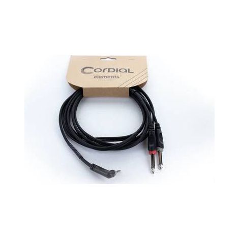 Adaptateur Y Cordial 14869 Jack audio [1x Jack mâle 3.5 mm - 2x Jack mâle 6,3 mm (mono)] 5 m noir gaine en PVC, câble j (1/4)