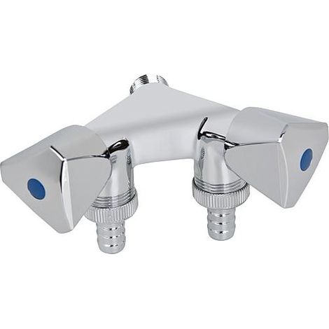 Robinet de machine a laver double chrome, 2 robinets, DN20 Male DN15 FxDN20 M avec clapet anti retour