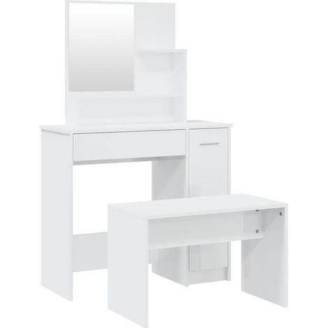 Maison Exclusive - Ensemble de coiffeuse Blanc brillant 86,5x35x136 cm