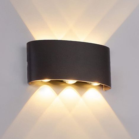 Applique Murale LED 6W, Lumière Blanc Chaud 3000K, Applique Murale étanche IP65, Décorative Lumière pour Chambre Couloir Salon Escalier Hôtel Bar（le noir） (1/5)