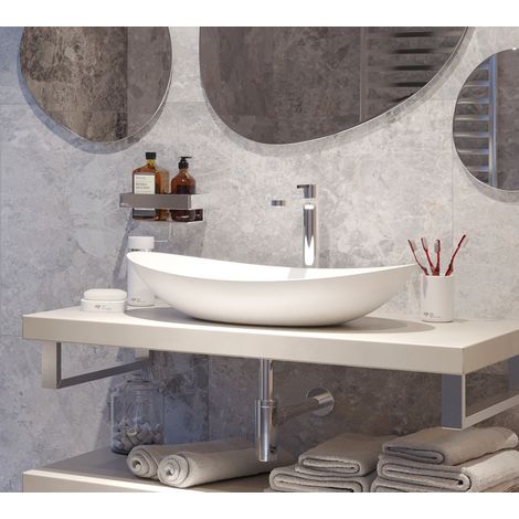 Swiss Aqua Technologies Lavabo sobre encimera Infinitio 61,5 x 36 x 15,5 cm, sin rebosadero, Blanco mate (SATINF61536M)