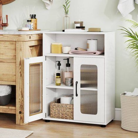 Bathroom Cabinet with 2 Doors and 3-Level Adjustable Shelf-White (1/5)