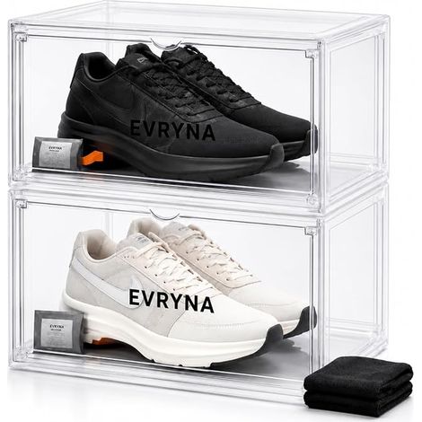 Boîte à Chaussures Transparente Empilable Plastique Épais Rigide Anti-Jaunissement Porte Magnétique (1/5)