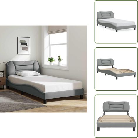 Cuscino testiera - vidaXL Giroletto senza Materasso Hvar Grigio Chiaro 100x200 cm Tessuto - Letto Hvar