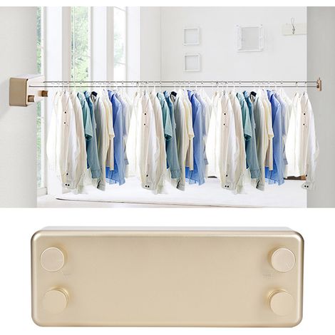 Doppelte, einziehbare Wäscheleine für drinnen, Hotel, Zuhause, Balkon, Badezimmer, Gold (1/5)