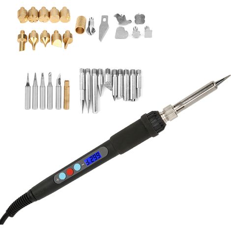 Kit de pyrogravure électrique avec fer à souder numérique et écran LCD (42 pièces) (1/5)