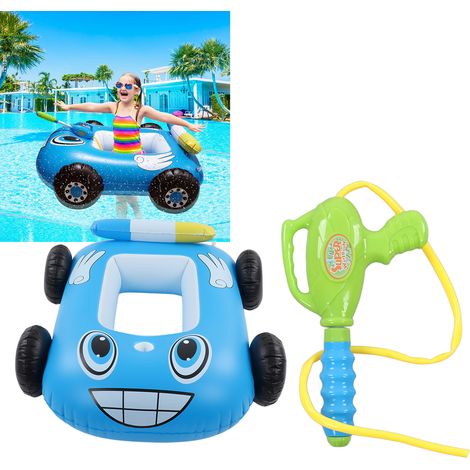 Jouet Gonflable Aquatique pour Enfants Voiture à Eau avec Pistolet Pulvérisateur Bumper Car Flottant Bleu Piscine (1/5)