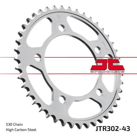 Corona posteriore in acciaio JT R302-43, 43 denti, misura 530 (1/2)