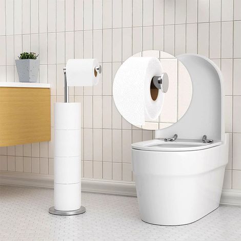Freistehender, wasserdichter Toilettenpapierhalter aus Edelstahl, silber