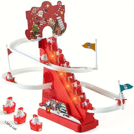 Toboggan électrique avec échelle et mini-voiture, thème Père Noël, jouet éducatif et puzzle (1/5)