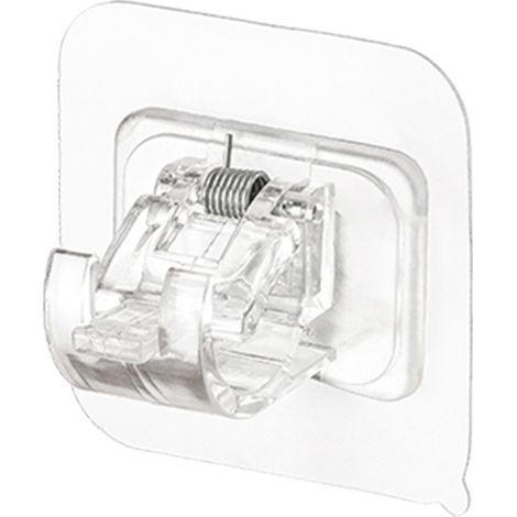Paquete de 10 soportes autoadhesivos para barras de cortina – No requiere perforación – Plástico – Fácil instalación – Para el hogar, sala de estar, cocina, baño, hotel (transparente) (1/5)
