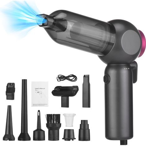 GARRYFIZH Aspirateur de voiture 2-en-1 portable sans fil multifonction 16000PA, souffleur d'air avec fonction brise-vitre, moteur sans balai, noir et violet, 3 batteries (1/5)