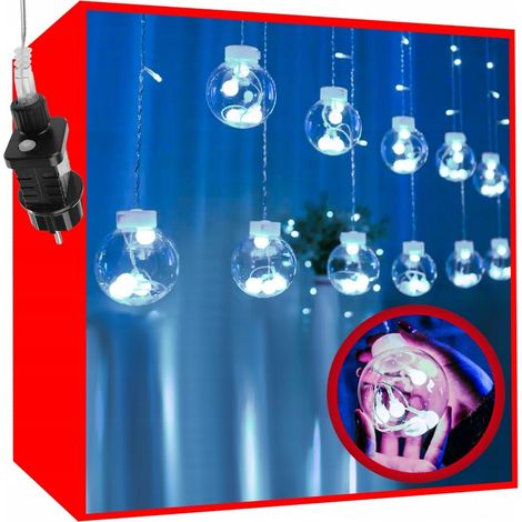 Guirnalda de luces para árbol de Navidad con 108 bolas LED, forma de carámbanos y luces exteriores. (1/5)