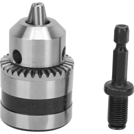 Mandrin de perceuse à clé légère 1,5-10 mm 3/8-24UNF + tête hexagonale 1/4 + rallonge filetée 3/8 (1/5)